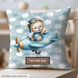 Pillow för den blå Nallen Nursery Decor Blue Kudde