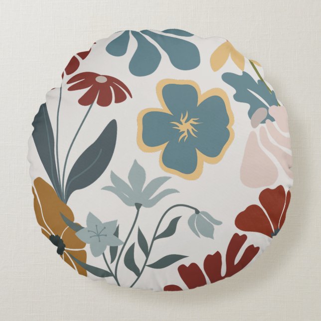 Pillow för den moderna blomningsrundan rund kudde (Framsidan)