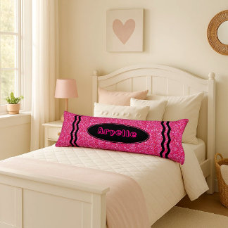 Pillow för det anpassade namnfältet för shock rosa kroppskudde