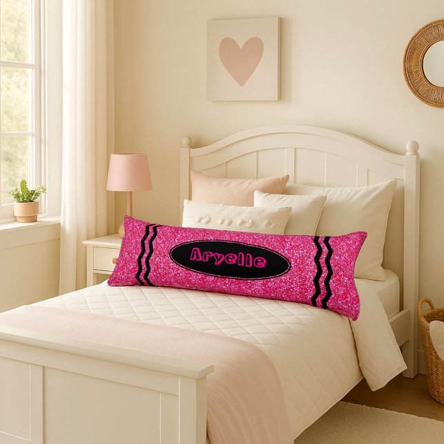 Pillow för det anpassade namnfältet för shock rosa kroppskudde (Skapare uppladdad)