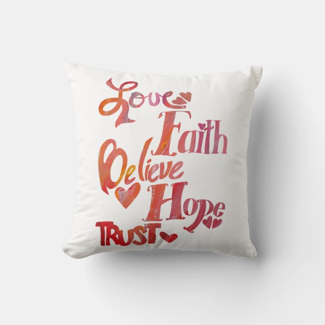 Pillow för det inspirationella Ord-kollage Kudde (Framsida)