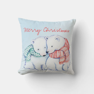 Pillow för God jul med två Polar Kudde