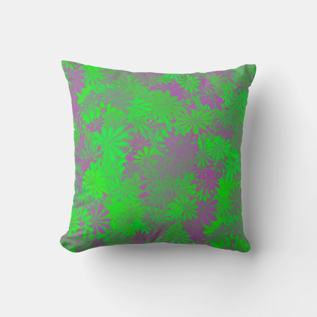 Pillow för grönt och Lila Löv Kudde (Framsida)