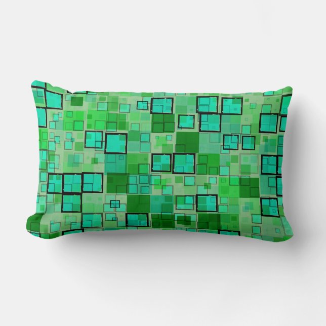 Pillow för grönt och Mönster-Anpassningsbar Lumbarkudde (Framsida)