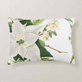 Pillow för grönt och vit Blommigt Prydnadskudde