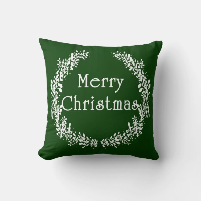 Pillow för grönt och vit God jul Kudde (Framsida)
