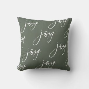 Pillow för grönt och vitt joy-skript kudde