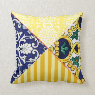 Pillow för Gult och Blå italienska stil Kudde