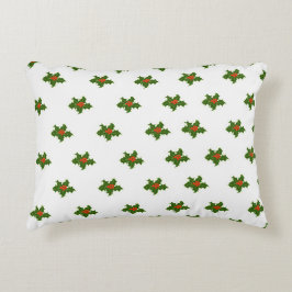 Pillow för Jul Holly Mönster-rundan Prydnadskudde
