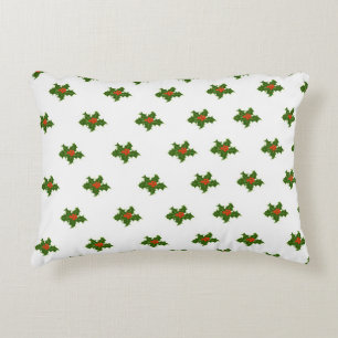 Pillow för Jul Holly Mönster-rundan Prydnadskudde