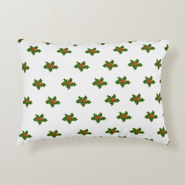Pillow för Jul Holly Mönster-rundan Prydnadskudde (Framsidan)