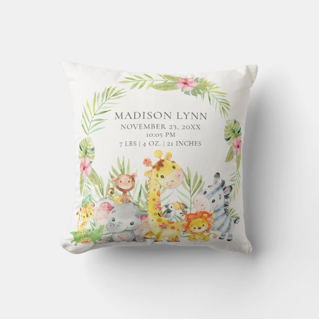 Pillow för jungeldjur Girls Baby Kudde (Framsida)