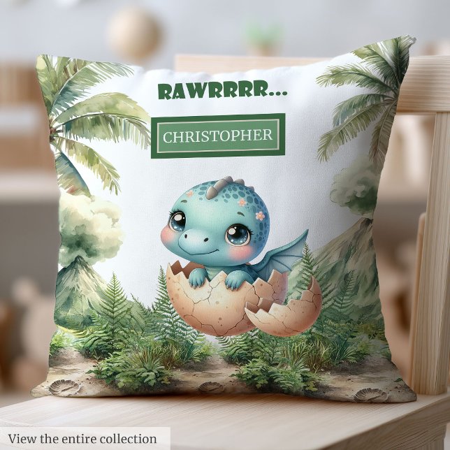 Pillow för lekande kläckning snart Baby Dinosaur B Kudde (Playful Hatching Soon Baby Dinosaur Baby Pillow Gift)