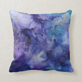 Pillow för lila och blå vattenfärg kudde