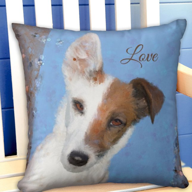 Pillow för målat Fox Terrier Hund älskare Kudde (Skapare uppladdad)