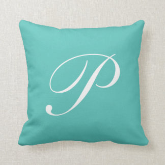 Pillow för Monogram av Brev P-turkos Kudde