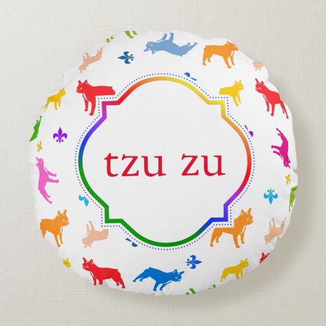 Pillow för monogrammets Fransk Rund Kudde (Framsidan)