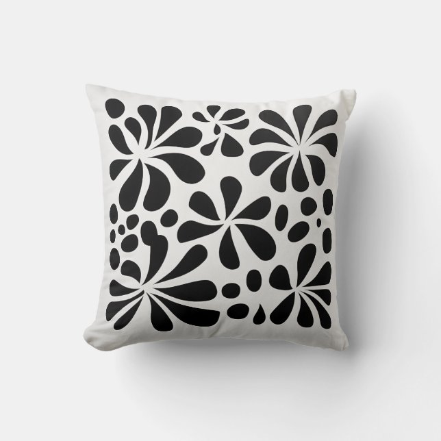 Pillow för monokrom blommor kudde (Framsida)