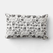 Pillow för Nautical Black and White Snäcka Mönster