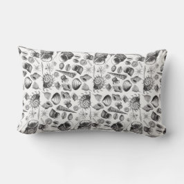 Pillow för Nautical Black and White Snäcka Mönster Lumbarkudde