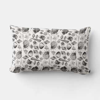 Pillow för Nautical Black and White Snäcka Mönster Lumbarkudde