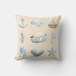 Pillow för Nautical Watercolor Kudde