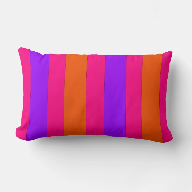 Pillow för orange, Rosa och Lila Rand Lumbarkudde (Framsida)
