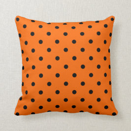 Pillow för orange/svart Polka dots Kudde