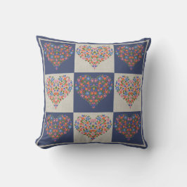 Pillow för PC Art Stil Blommigt Hearts Checkerboar Kudde