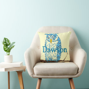 Pillow för personlig Blue Pojke Vintage Uggla Kudde