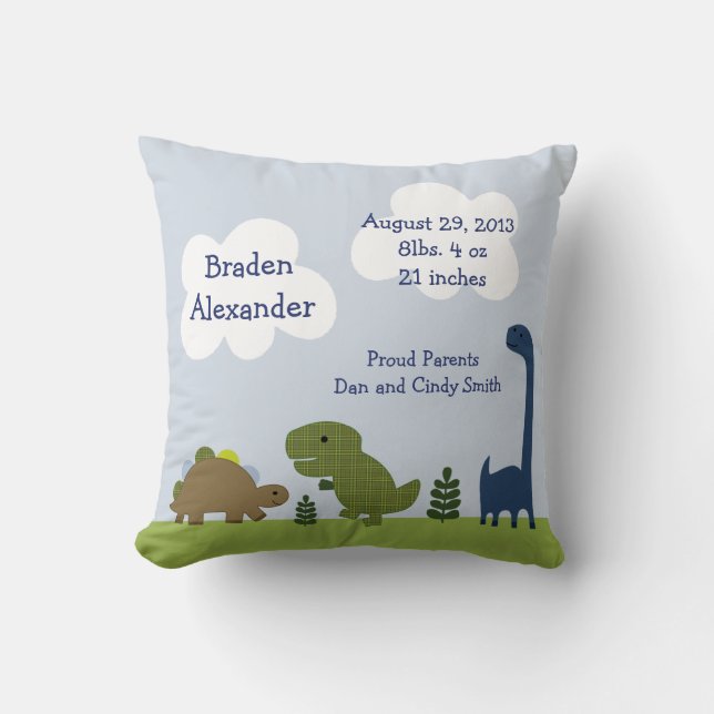 Pillow för personligen "Adsible Dinosaur/Dino" Kudde (Framsida)