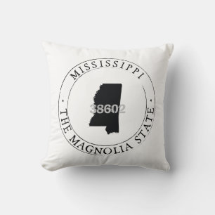 Pillow för postnummer för Mississippi Kudde
