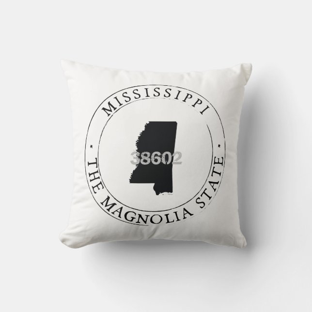 Pillow för postnummer för Mississippi Kudde (Framsida)