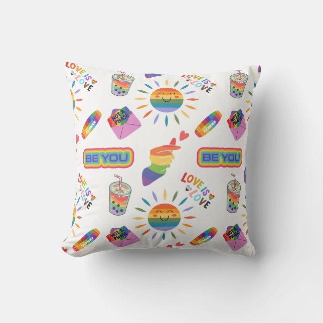 Pillow för Pridet Cute LGBTQ+ Kudde (Framsida)