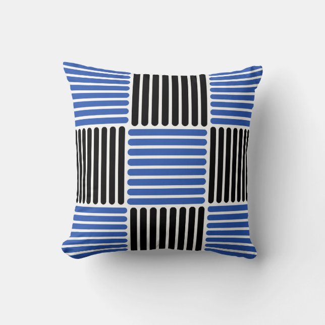 Pillow för rand i blå och svart färg kudde (Framsida)
