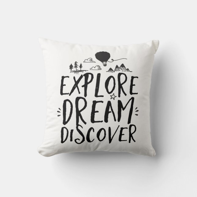 Pillow för resefotering Utforska Dream Discover Kudde (Framsida)
