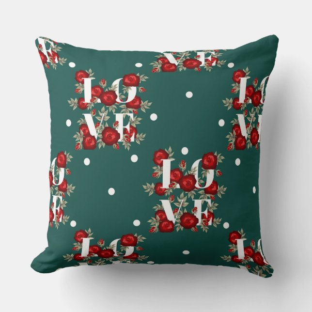 Pillow för ro/Grönt "Kärlek" Kudde (Framsida)
