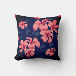 Pillow för rosa och blått illustrerat Blommönster Kudde