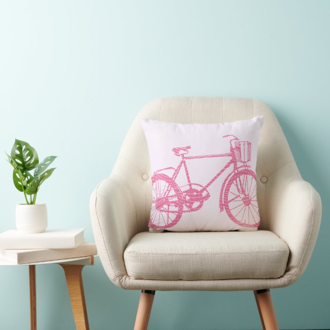 Pillow för rosa och vit cykel kudde (Stol)