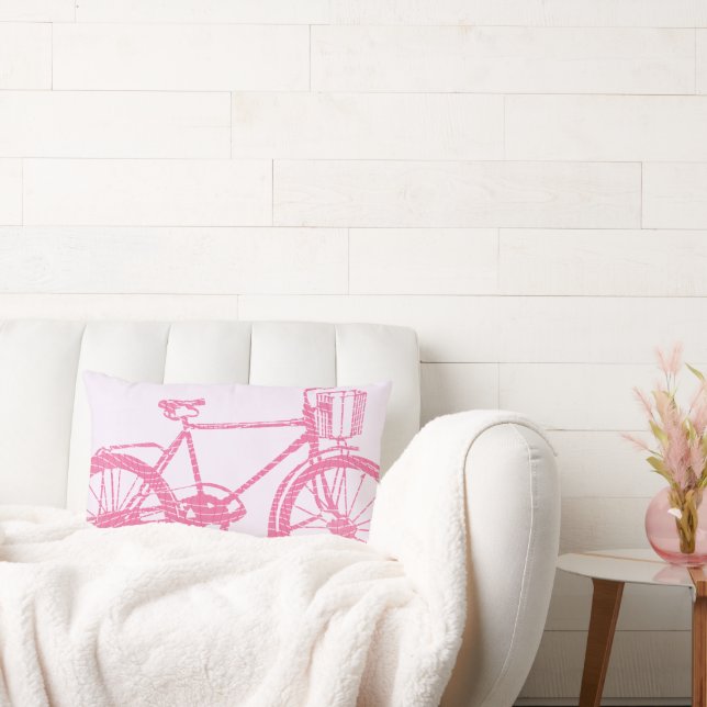 Pillow för rosa och vit cykel lumbarkudde (Soffa)