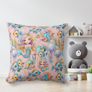 Pillow för Rosa Sjöjungfru Kudde