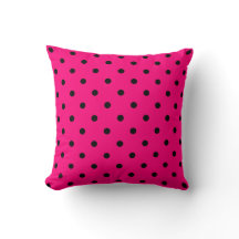 Pillow för rosa/svart Polka dots