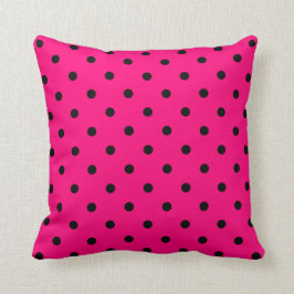 Pillow för rosa/svart Polka dots Kudde