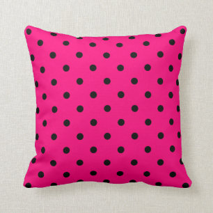 Pillow för rosa/svart Polka dots Kudde