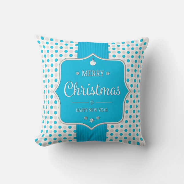 Pillow för Silver-Blue Polka dots Kudde (Framsida)