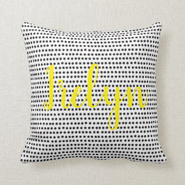 Pillow för svartvit polka med Namn Kudde