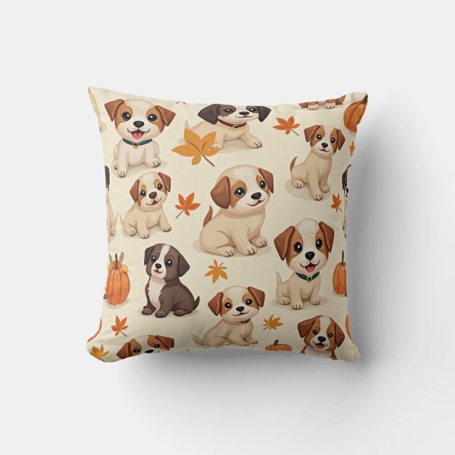 Pillow för Thanksgiving av valpar Kudde (Framsida)