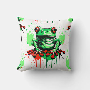Pillow för tropiska grodor - Färgfläckig grodprins Kudde