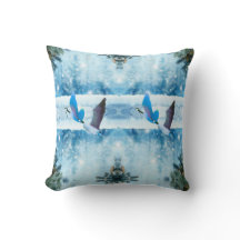 Pillow för två blå julgransar