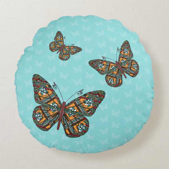 Pillow för ukrainska monarch-rundan rund kudde (Framsidan)